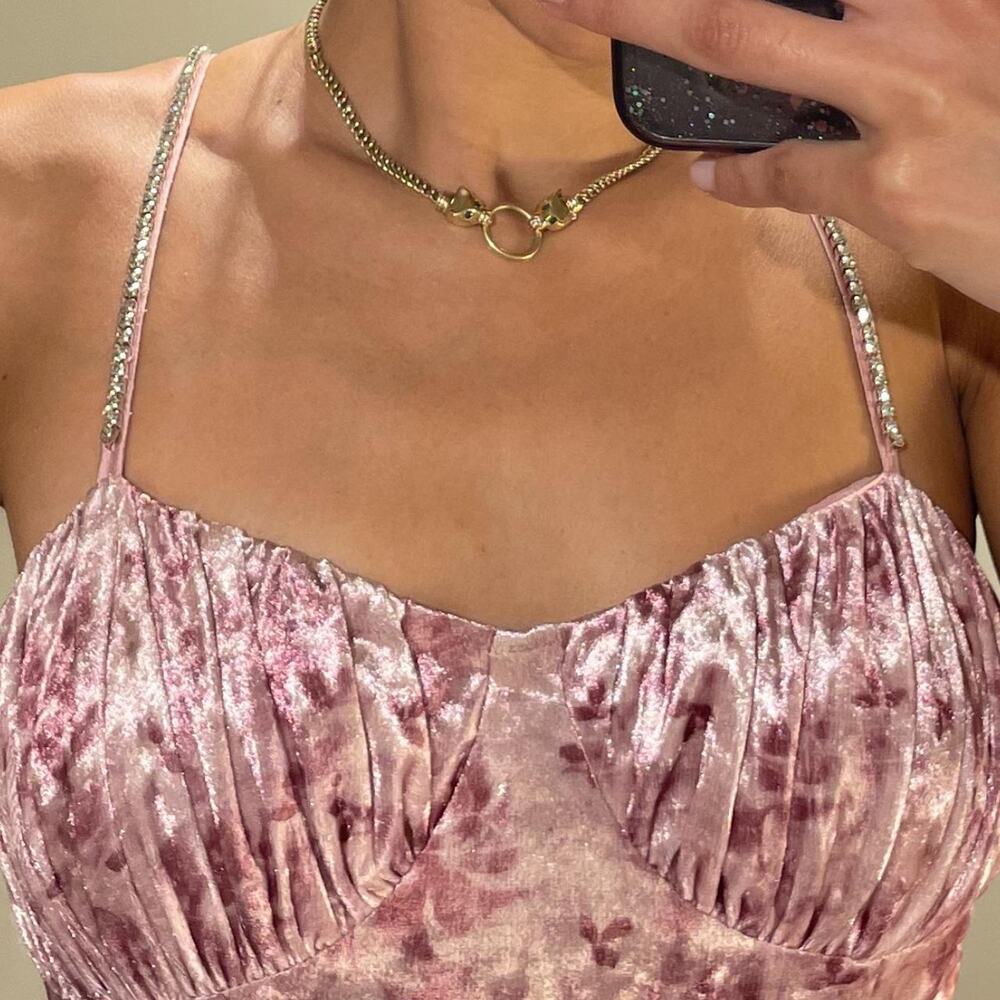 Pink Floral Velvet Dress - Picture 3 of 6